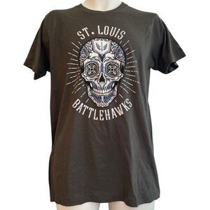 Mens Medium St Louis Battlehawks T Shirt Gray Sugar Skull UFL New